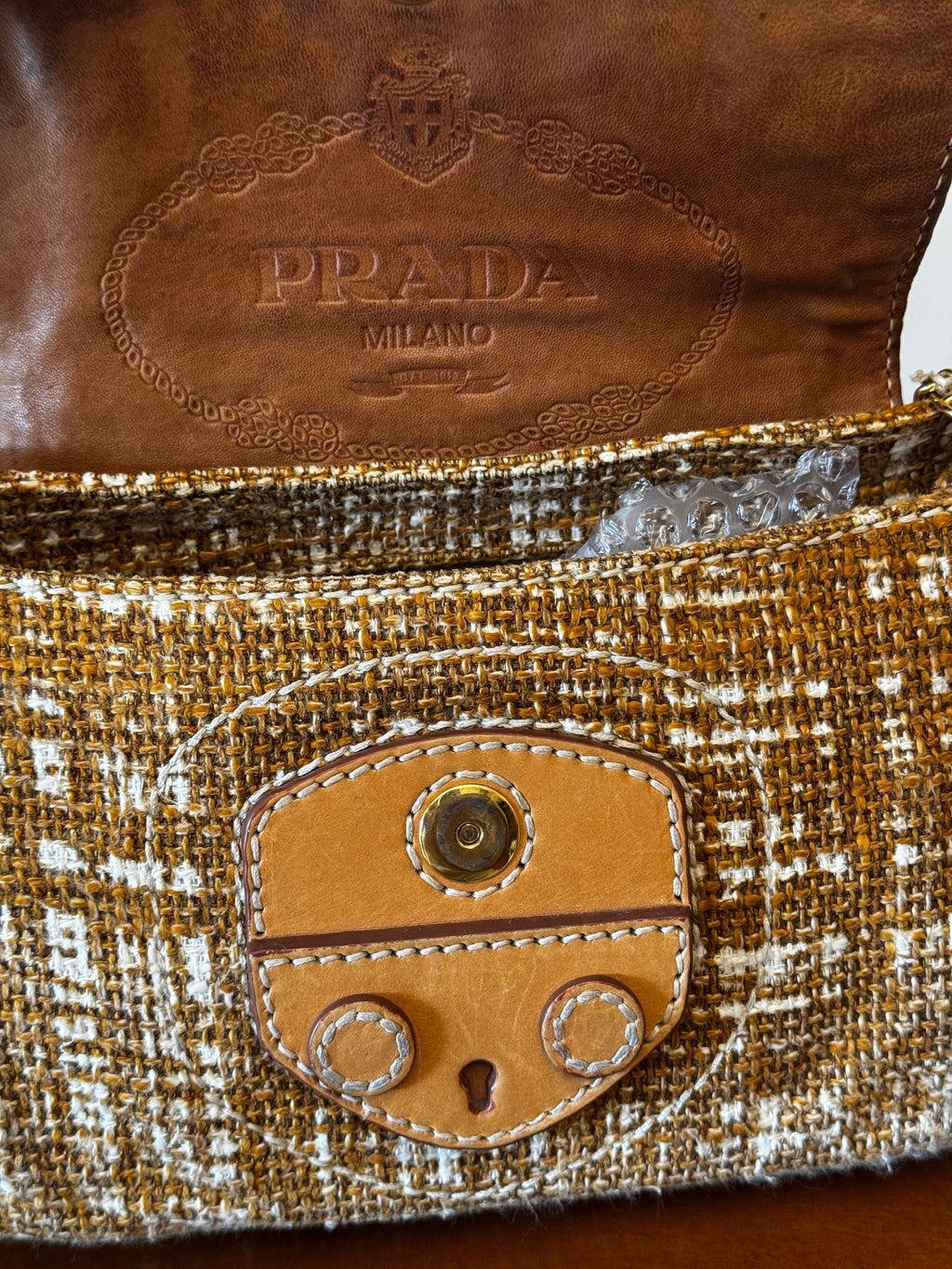 Prada Tela Tweed Flap Bag